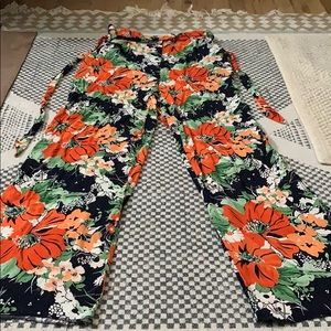 Zara Basic floral wide leg pants